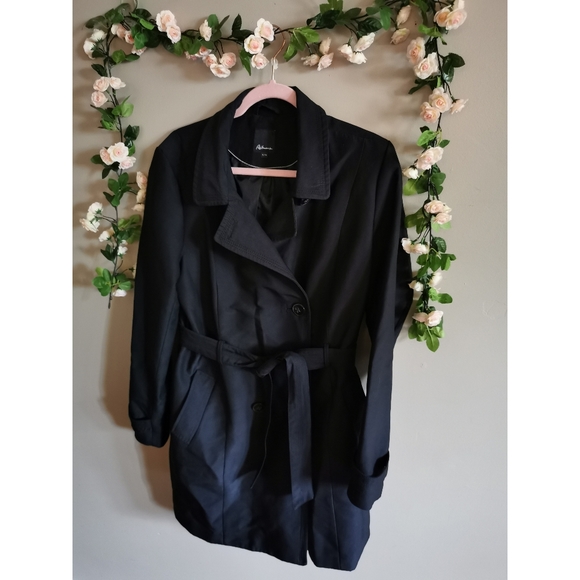 Reitmans Jackets & Blazers - Reitman's Tie Up Belt Black Coat